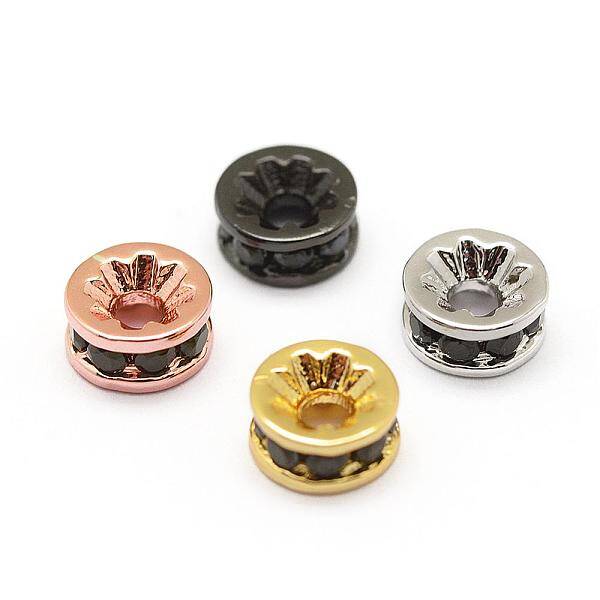 Brass Micro Pave Grade AAA Cubic Zirconia Bead Spacers