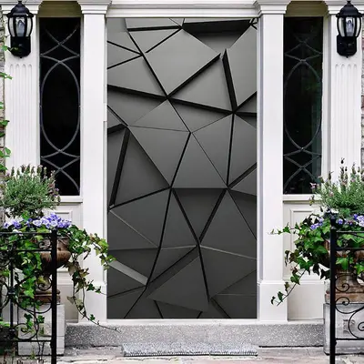 Aperturee Premium Metallic Gray Geometric Pattern Door Cover, 30x80 Inch, 28.48 USD, party door covers, YZMZ9O98-A