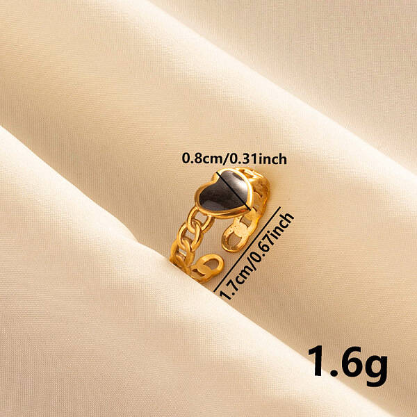 Fashionable Heart Enamel Open Cuff Ring
