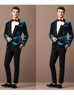 Green velvet suit Many Styles & Brands $99UP Alberto Narodni Dark Teal Blue Velvet Fabric Dinner Jacket (Greenish Blue) Fashi...