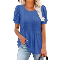 Angerella Womens Summer Tops Pleated Short Sleeve Tunic Tops Short Sleeve Blouses Shirts