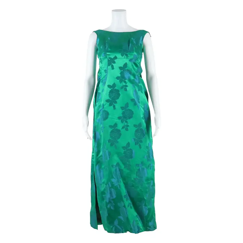 Womens Maxi Dress Green Floral Sleeveless Long S