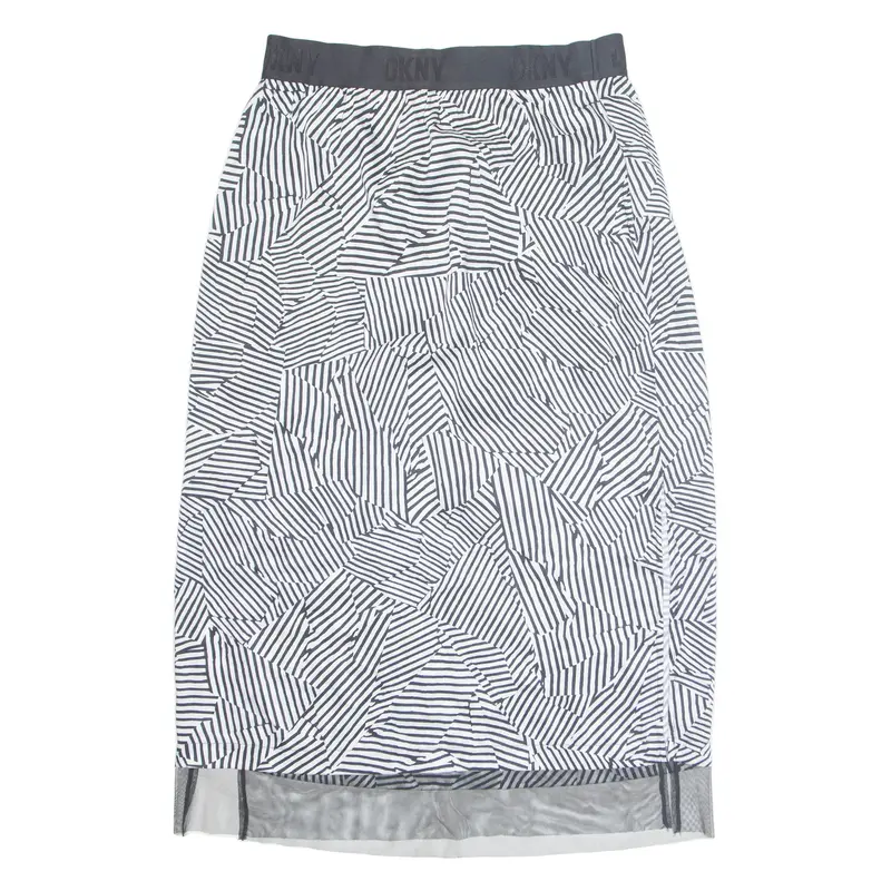 DKNY Womens Straight Skirt Black Midi Crazy Pattern L