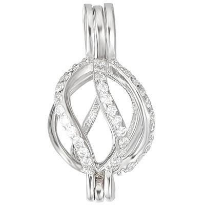 Anti-Tarnish 1Pc Rhodium Plated 925 Sterling Silver Empty Bead Cage Pendants