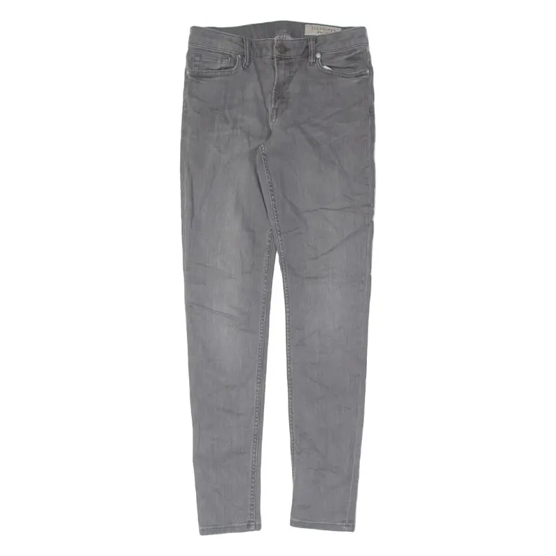 ALL SAINTS Womens Jeans Grey Regular Skinny Stone Wash W25 L29