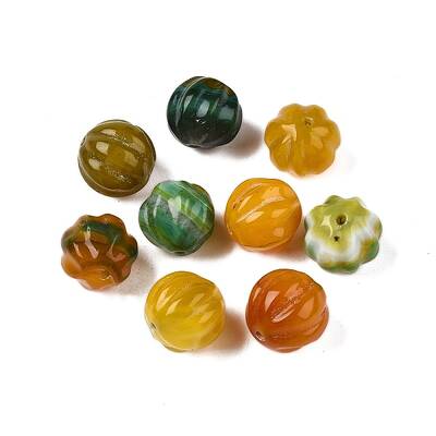 Dyed Natural Agate Grooved Beads