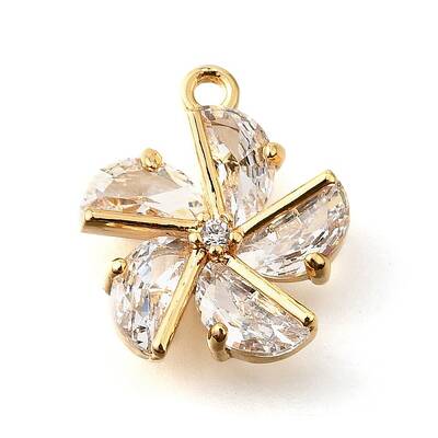 Brass Micro Pave Clear Cubic Zirconia Pendants
