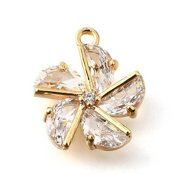 Brass Micro Pave Clear Cubic Zirconia Pendants