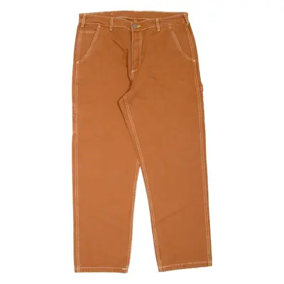 ZARA Carpenter Workwear Mens Jeans Brown Relaxed Tapered W36 L30