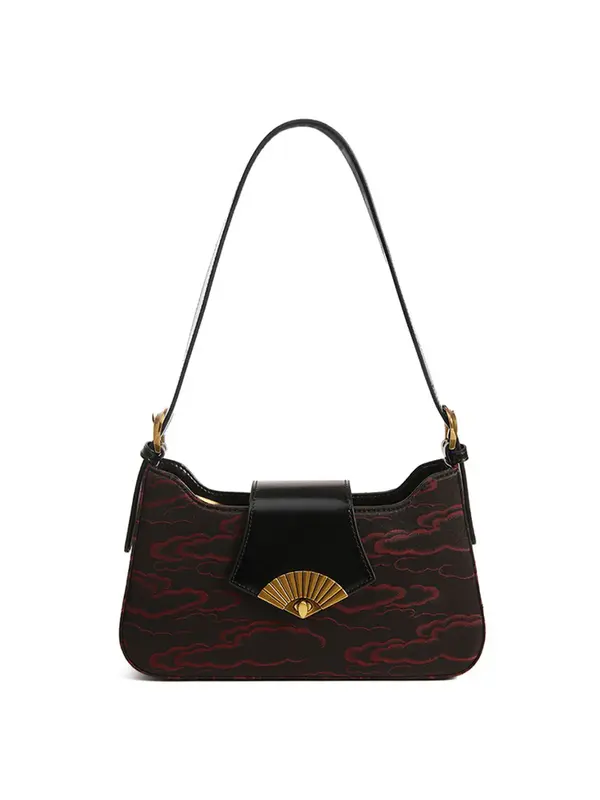Smting canvas baguette bag with Fan Lock