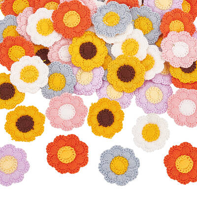 60Pcs 6 Colors Two Tone Polyester Knitted Appliques