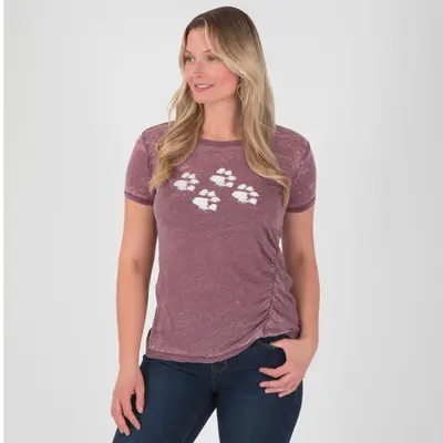 Walking Paws Ruched Short Sleeve Tee - Navy - M