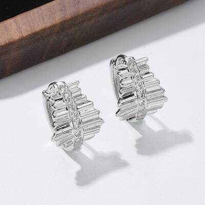Brass Clear Cubic Zirconia Hoop Earrings