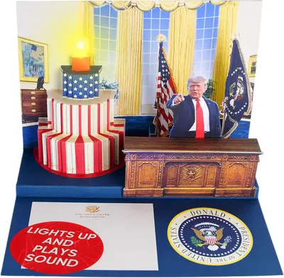 Pop Up Birthday Card with Light & Sound Says Happy Birthday in Donald Trump REAL Voice for Men and Women, Mom & Dad, Husband ...