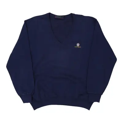 Golf Lodge Best Company V-neck Sweatshirt - Large Navy Cotton Blend