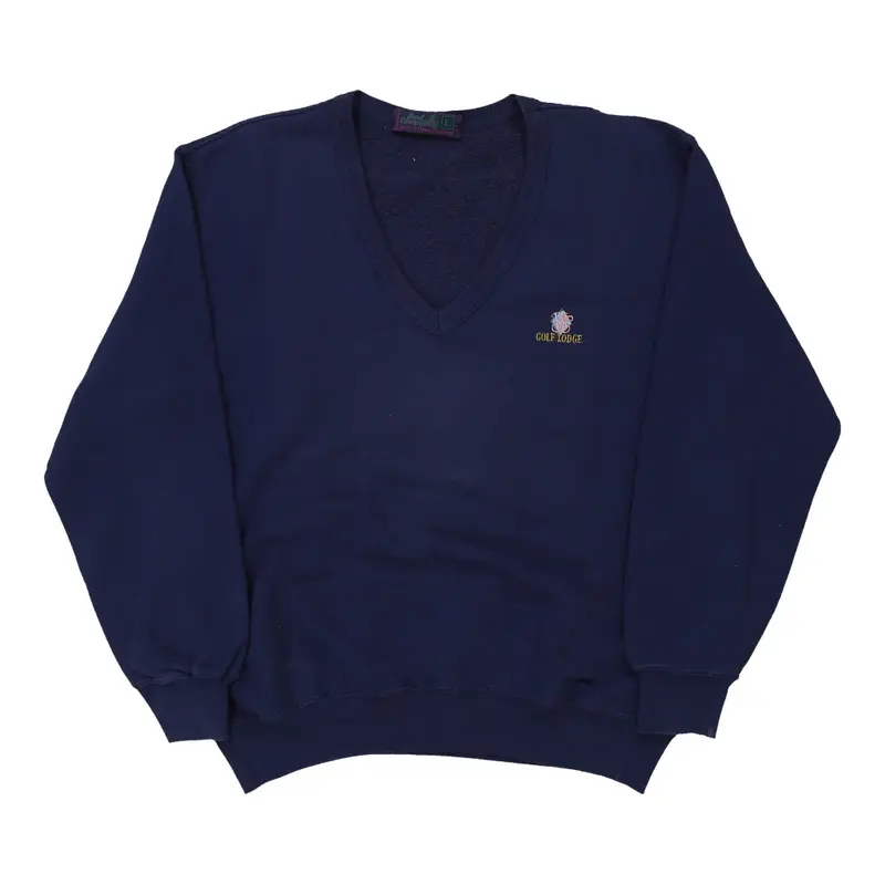 Golf Lodge Best Company V-neck Sweatshirt - Large Navy Cotton Blend