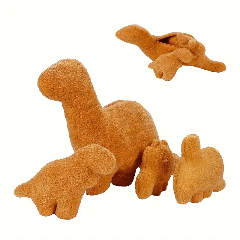 Dinosaur Design Plush Toy Set, 1 Count Stegosaurus Stuffed Toy with 3 Counts Small Dinosaur, Soft Cute Plushies for Teens Pet...