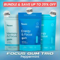 3x Neuro Regular + Extra Strength Energy & Memory Gum - Sugar-Free Nootropics with L-Theanine, Vitamin B12 & B6