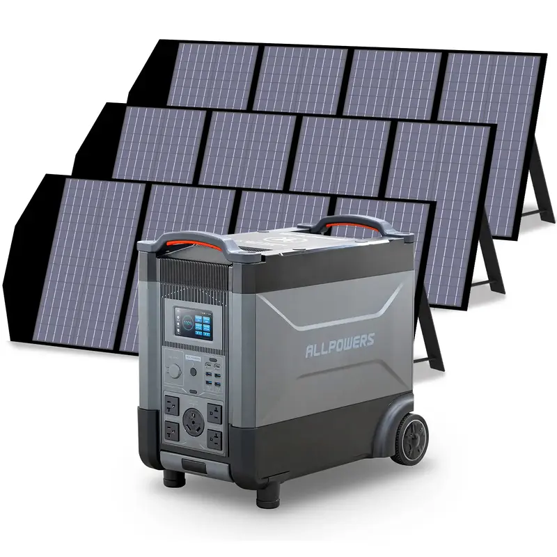 ALLPOWERS 4000W Solar Generator (R4000 + SP029 140W Solar Panel) R4000 +3PCS SP029 140W Solar Panel
