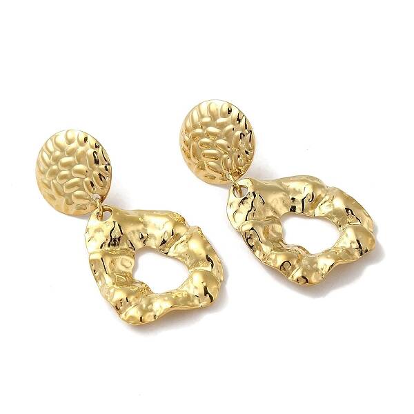 304 Stainless Steel Textured Teardrop Dangle Stud Earrings for Women