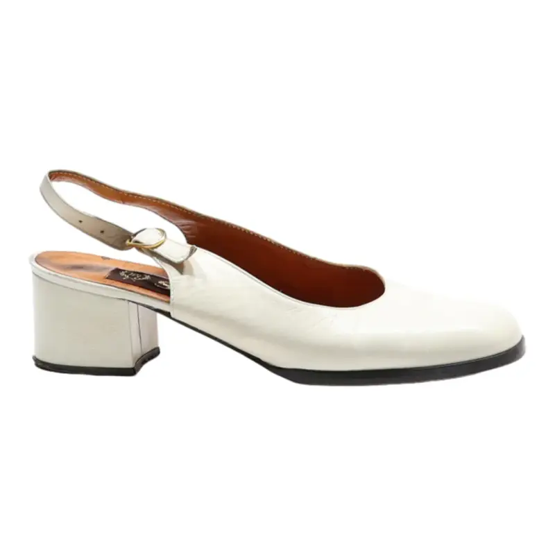 SILPA Slingback Heels Cream Synthetic Womens UK 3.5