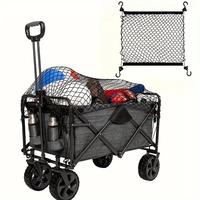 Wagon Cargo Net, 1 Count Durable Safety Heavy Duty Nylon Net, Wagon Cargo Netting with Hook for Folding Trolley Cart and Beac...