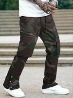 Men's Camo Print Drawstring Waist Cargo Pants, Street Fashion Streetwear Casual Loose Flap Pocket Straight Leg Trousers for M...