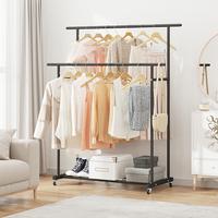 UDEAR Double Rod Clothing Garment Rack,Rolling Hangable Clothes Rack, Hanging Clothes Organizer for Bedroom,Living Room