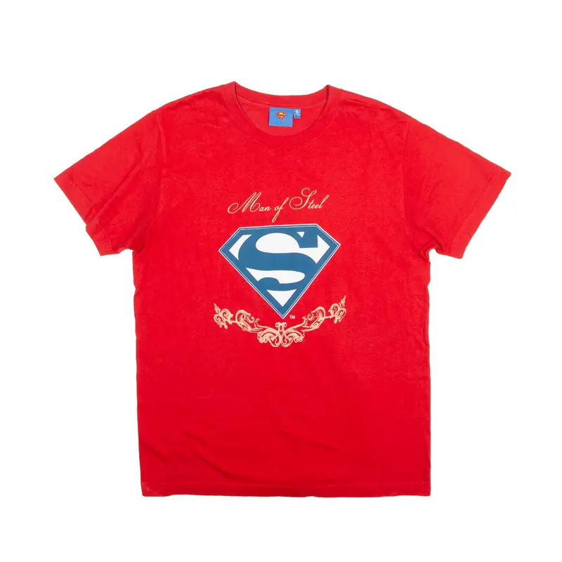 Superman Man Of Steel T-Shirt Red Short Sleeve Mens S