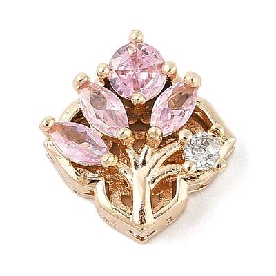 Brass Micro Pave Cubic Zirconia Beads