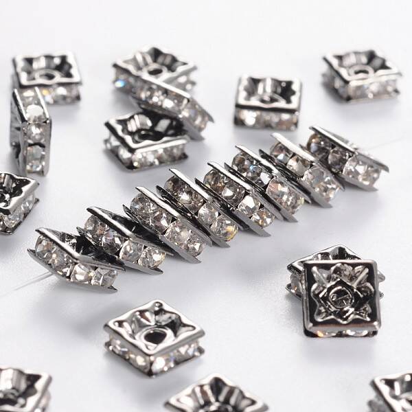 Brass Rhinestone Spacer Beads