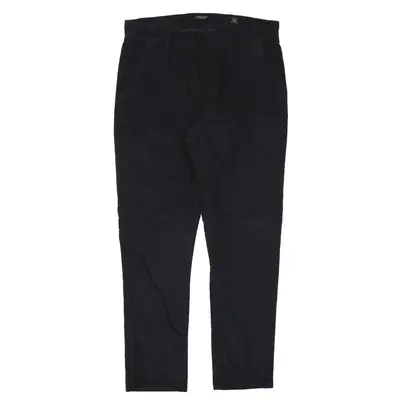 SOHOTONO Corduroy Trousers Black Slim Straight Womens W34 L31