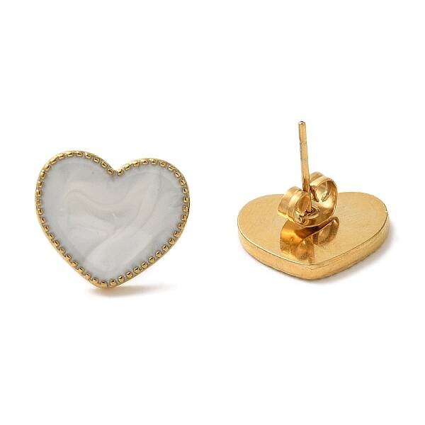 Ion Plating(IP) 304 Stainless Steel Heart Stud Earrings