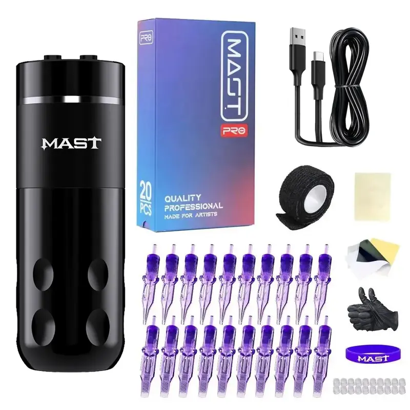 Tattoo Kit / Mast Rider Pro Rotary Tattoo Machine Wireless Professional Bundle