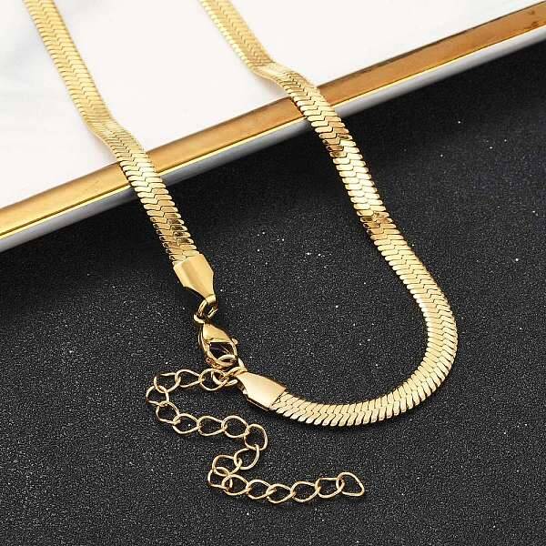 PVD Vacuum Plating 201 Stainless Steel Herringbone Chain Necklaces