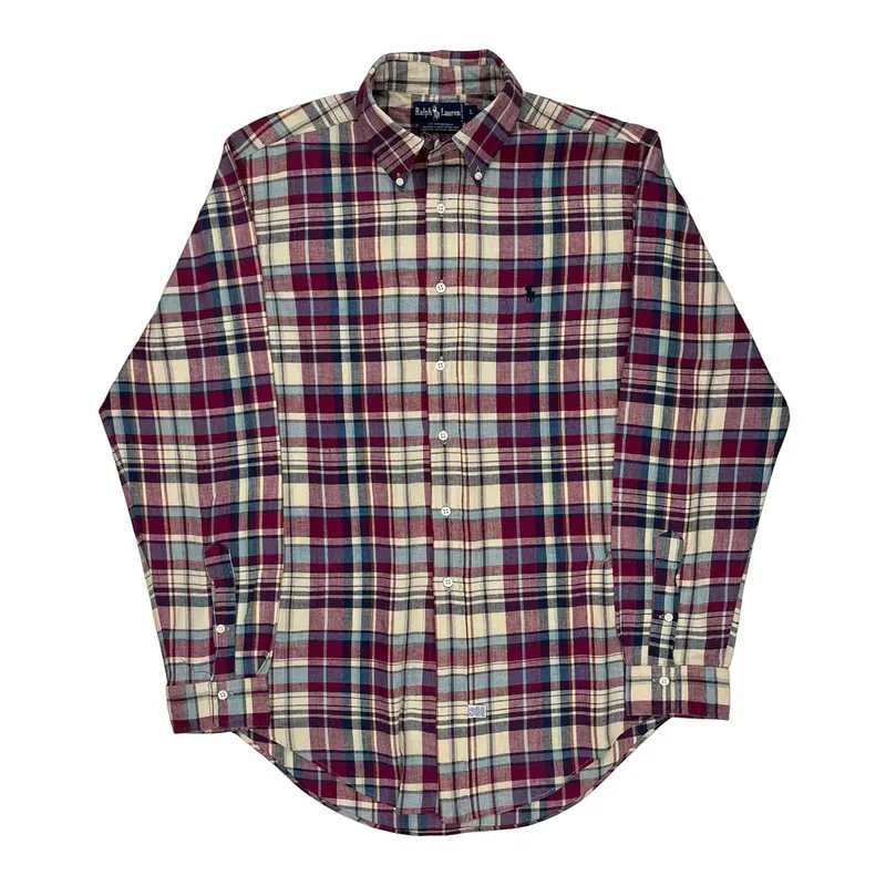 Ralph Lauren Checked Flannel Shirt - Large Multicoloured Cotton