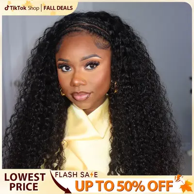 CurlyMe Half Wig Invisible Hairline Water Wave Glueless Wigs Human Hair Pre-plucked Curly Hair Half Wig Ready to Wear#FallFre...