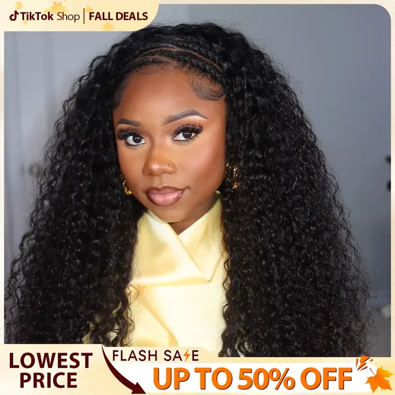 CurlyMe Half Wig Invisible Hairline Water Wave Glueless Wigs Human Hair Pre-plucked Curly Hair Half Wig Ready to Wear#FallFre...