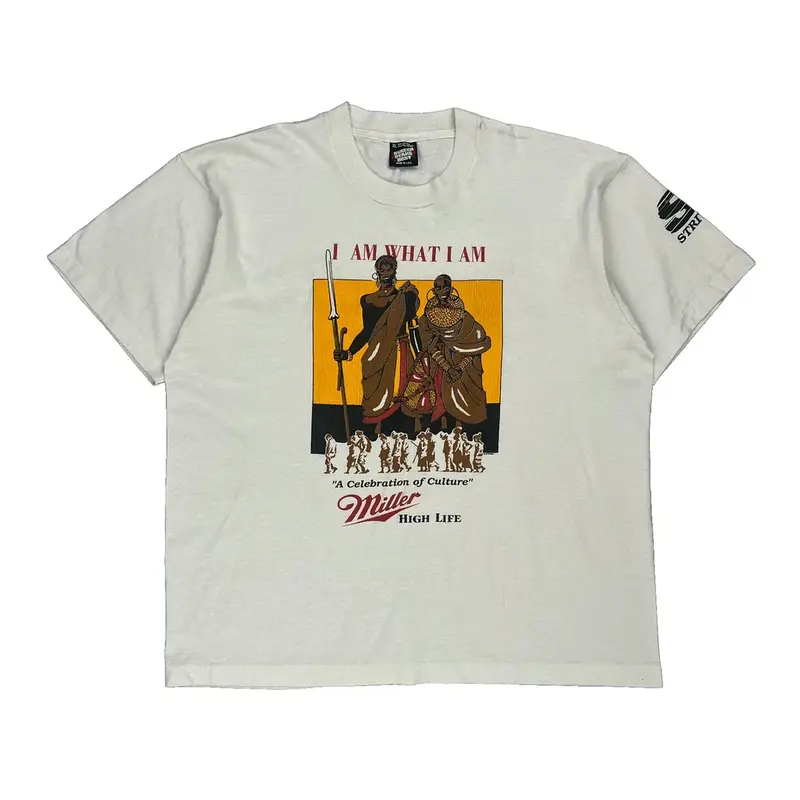 Single Stitch Miller Made In Usa Screen Stars Graphic T-Shirt - XL White Cotton Blend