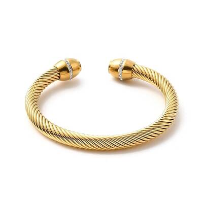 Ion Plating(IP) 304 Stainless Steel Twist Rope Open Cuff Bangle