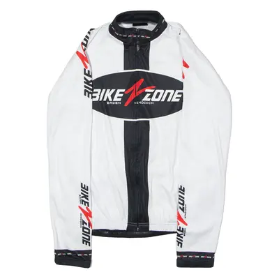 ANDEER Bike Zone Full Zip Cycling Mens Jersey White Long Sleeve High Neck M