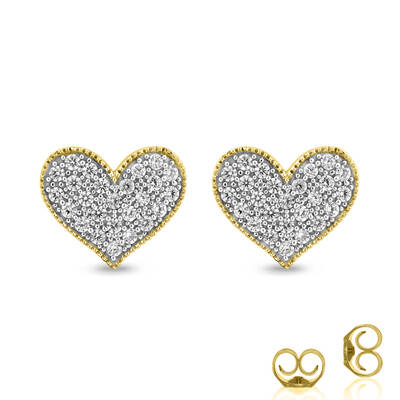 Milgrain Edged Diamond Heart Earrings | 14K Yellow Gold 1/2 ct. tw.