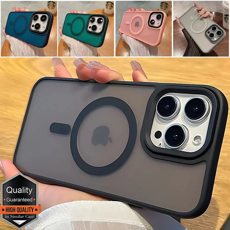 For Apple iPhone 17 Air 16 15 14 Plus 13 12 11 Pro Max Shockproof Frosted Case Compatible With MagSafe Translucent Matte Prot...