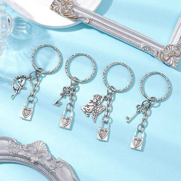 4Pcs Valentine's Day Theme Alloy Keychains