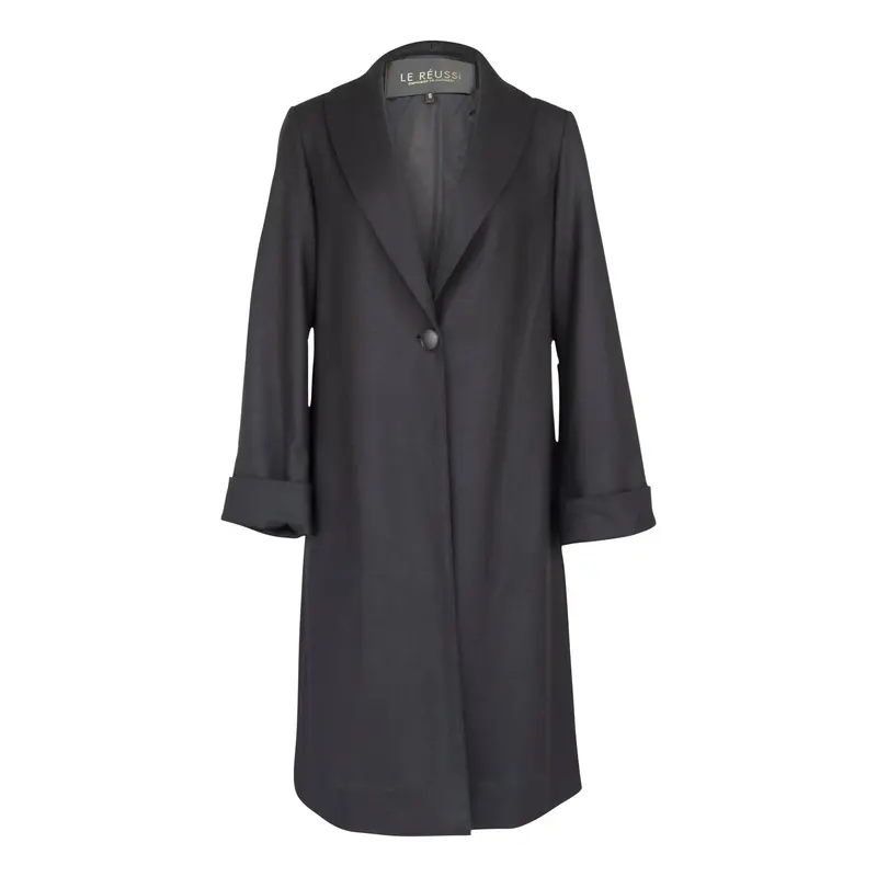 Worsted Flannel Long Trench Coat | Size: M | Color: Black