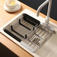 Stainless Steel Retractable Dish Drying Rack, Kitchen Storage Organizer, Space-Saving, drainersink dish