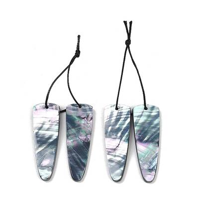 2Pcs Natural Black Lip Shell Pendants