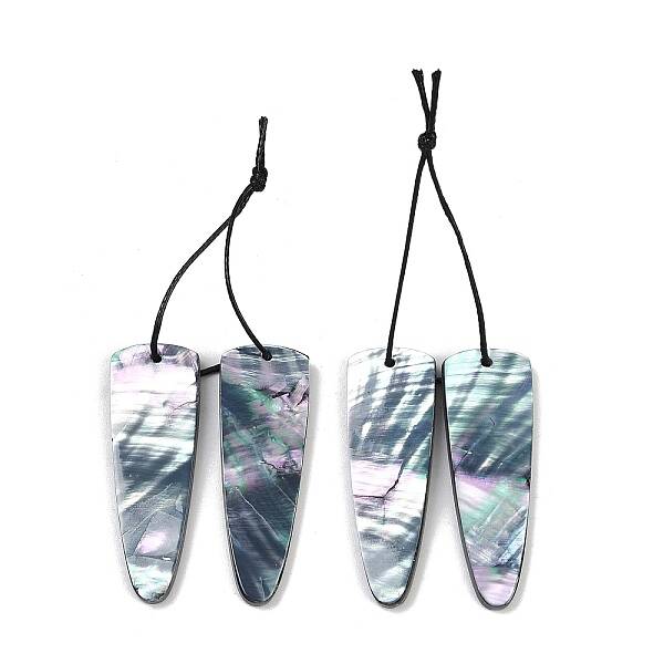 2Pcs Natural Black Lip Shell Pendants