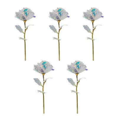 Colorful White Roses Artificial Flower Gift | Color: 5 Colorful Roses In A Pack