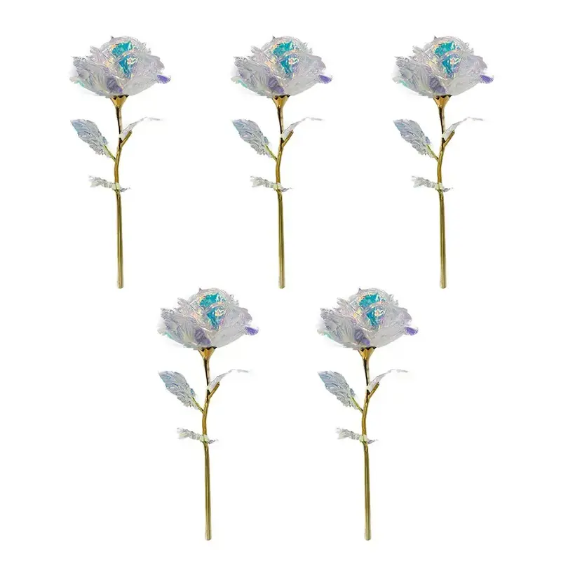 Colorful White Roses Artificial Flower Gift | Color: 5 Colorful Roses In A Pack